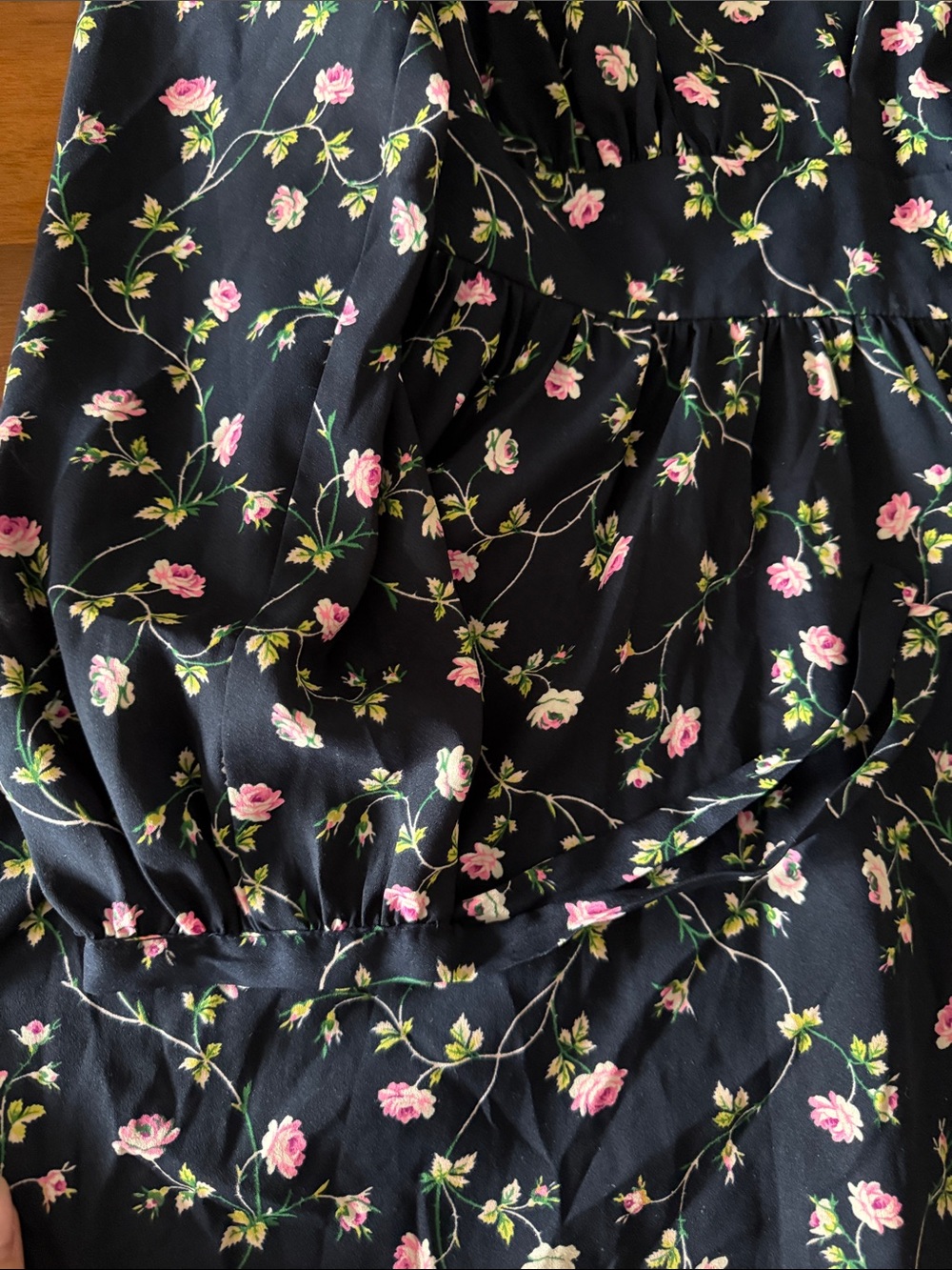 Juicy Couture Navy Floral Long Sleeve Fit-and-Flare Dress - Picture 4 of 5